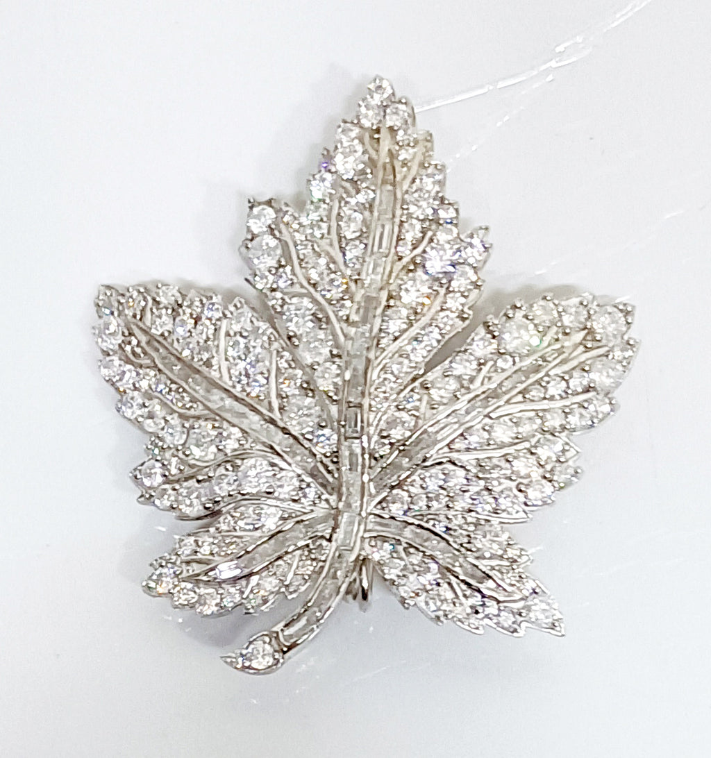 Cubic Zircon 925 Sterling Silver Brooch – Elegant Sparkling Crystal Lapel Pin for Women