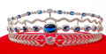 Luxury Blue Sapphire Cubic Zirconia 925 Sterling Silver Tiara Crown for Women | Elegant Princess Bridal Wedding Hair Jewelry