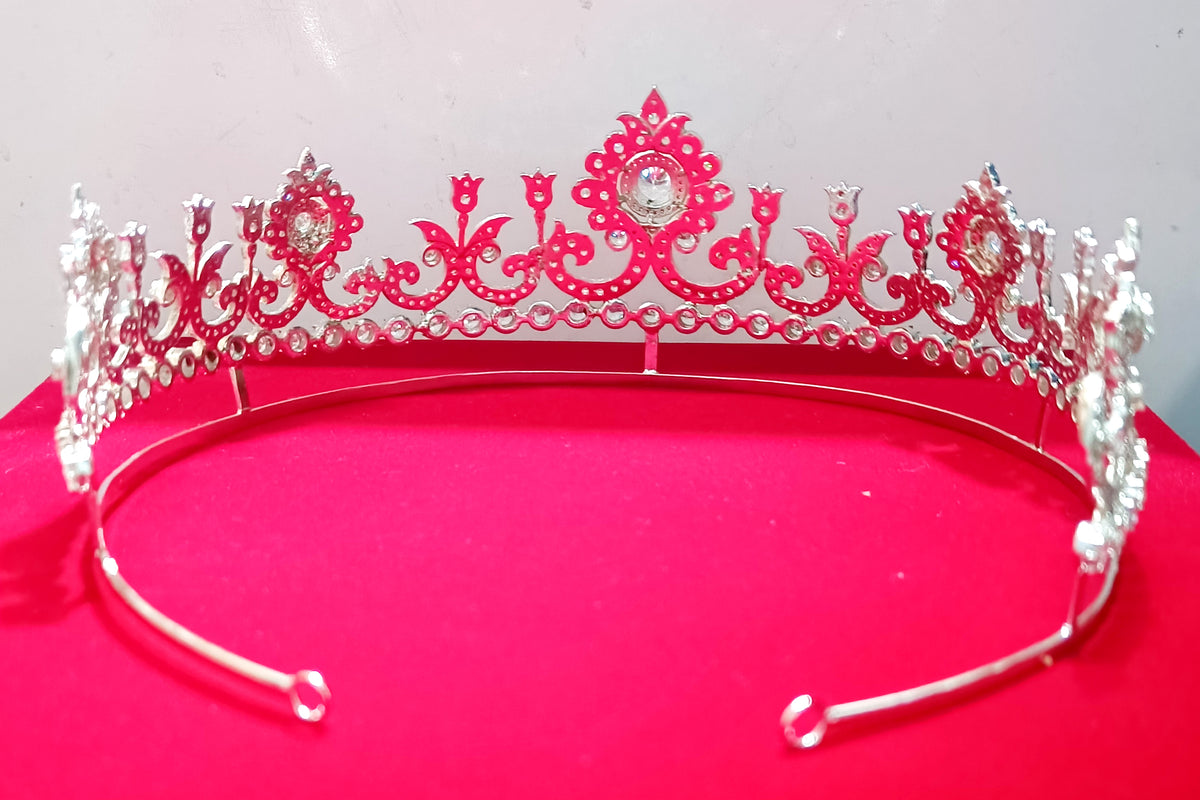 Handcrafted 925 Silver Cubic Zirconia Wedding Tiara | Royal Princess Crown for Brides