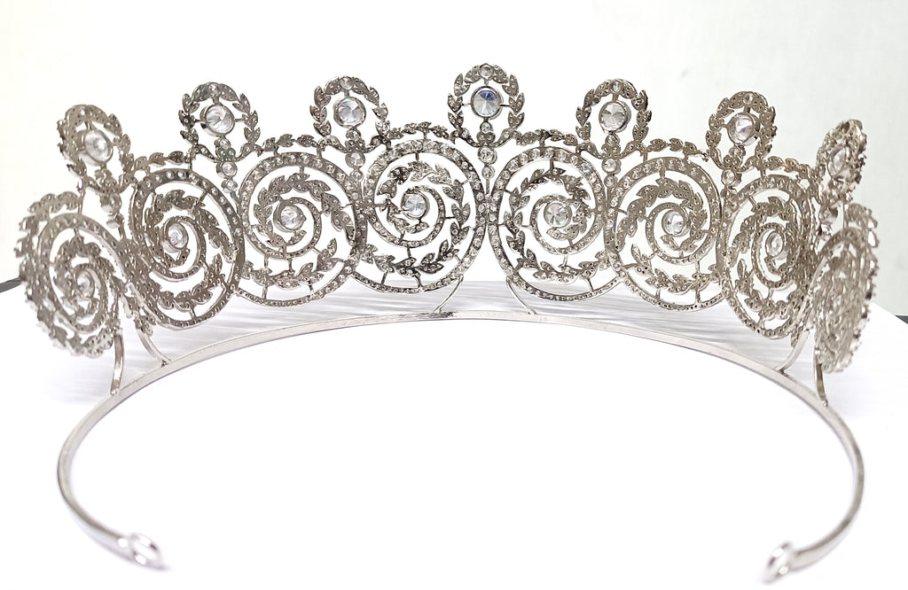 Premium Cubic Zirconia 925 Sterling Silver Crown Tiara | Bridal Hair Jewelry for Wedding and Reception