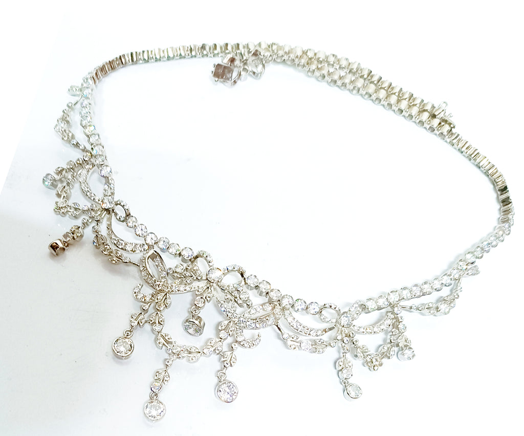 Elegant Zircon Necklace Jewelry For Wedding | Cubic Zircon 925 Sterling Silver Necklace for Women