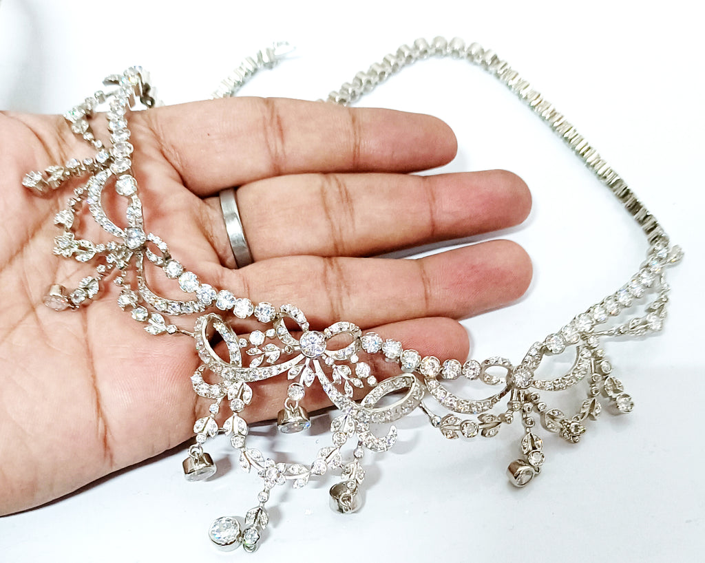 Elegant Zircon Necklace Jewelry For Wedding | Cubic Zircon 925 Sterling Silver Necklace for Women