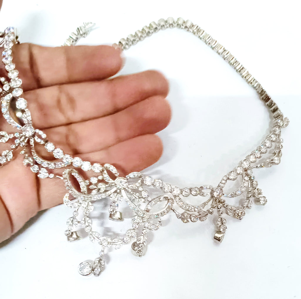 Elegant Zircon Necklace Jewelry For Wedding | Cubic Zircon 925 Sterling Silver Necklace for Women