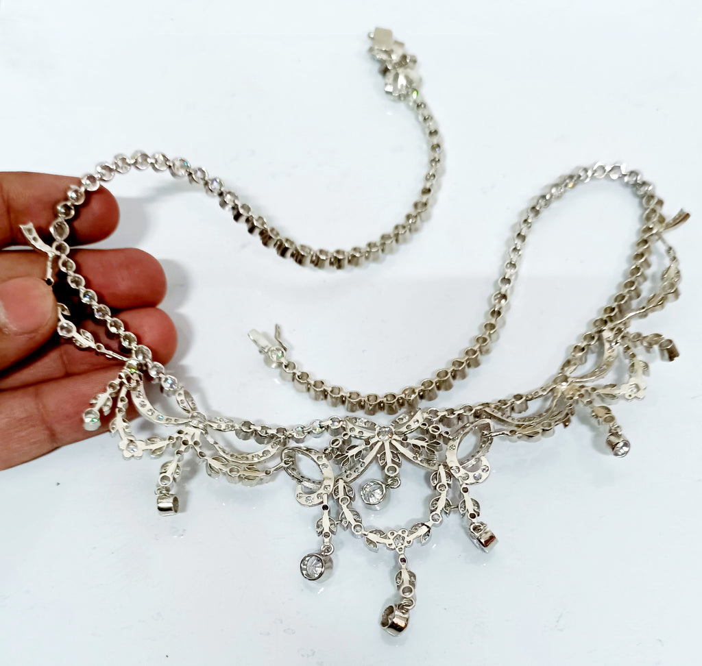 Elegant Zircon Necklace Jewelry For Wedding | Cubic Zircon 925 Sterling Silver Necklace for Women