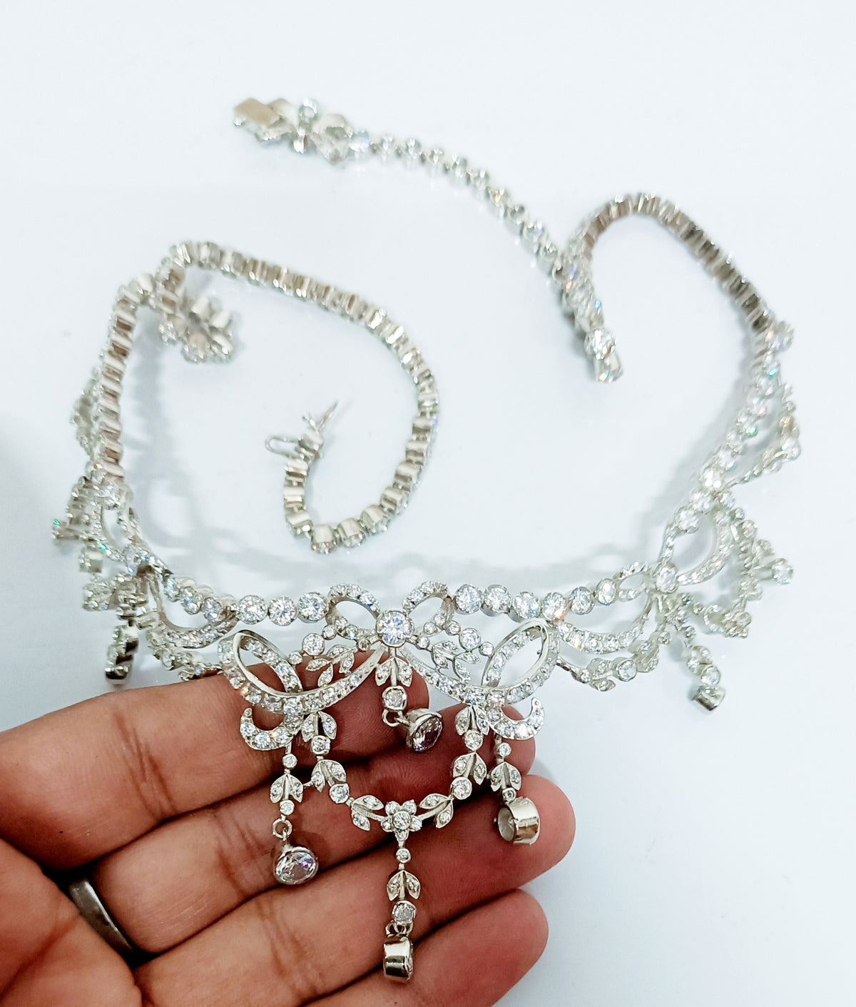 Elegant Zircon Necklace Jewelry For Wedding | Cubic Zircon 925 Sterling Silver Necklace for Women