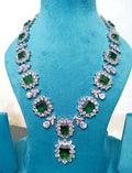925 Sterling Silver Cubic Zircon Emerald Necklace for Women | Elegant Zircon Necklace Jewelry