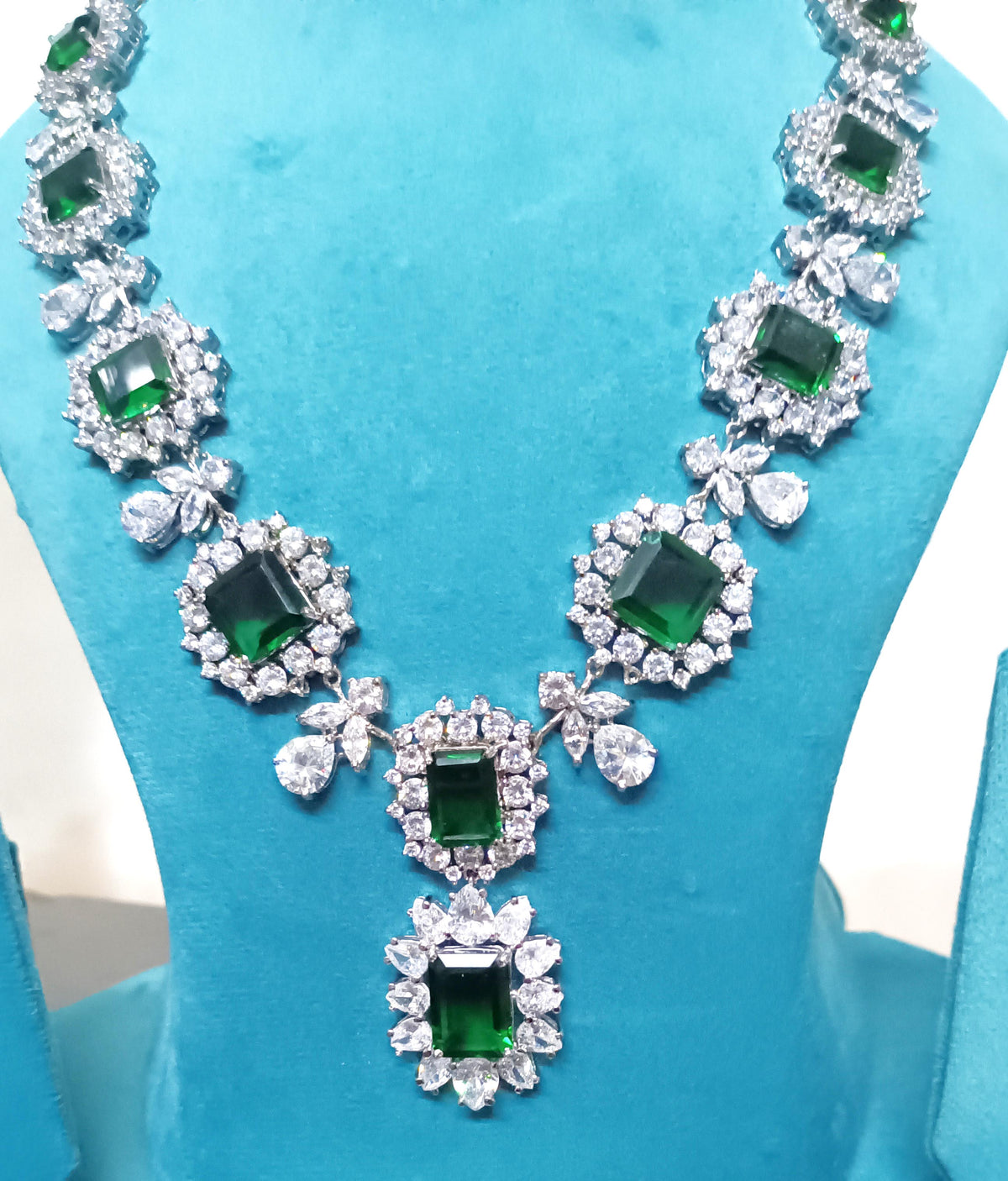 925 Sterling Silver Cubic Zircon Emerald Necklace for Women | Elegant Zircon Necklace Jewelry
