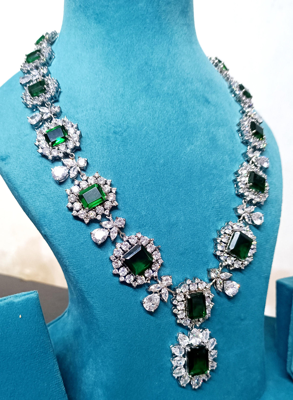 925 Sterling Silver Cubic Zircon Emerald Necklace for Women | Elegant Zircon Necklace Jewelry