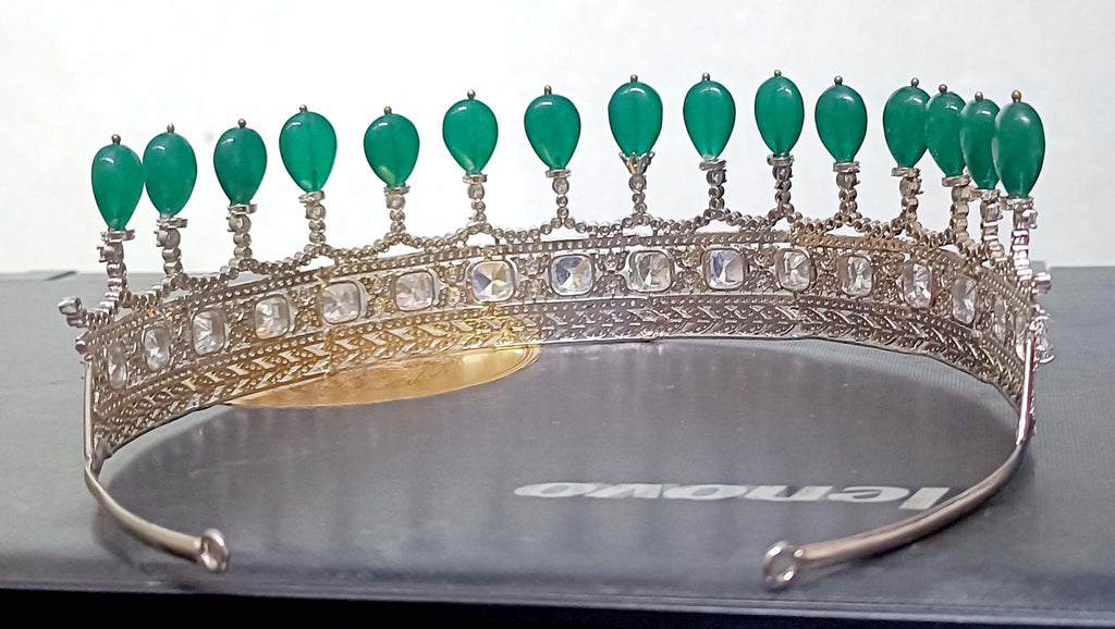 Luxury Sterling Silver 925 Emerald Tiara with Cubic Zirconia | Royal Wedding Crown for Women and Brides