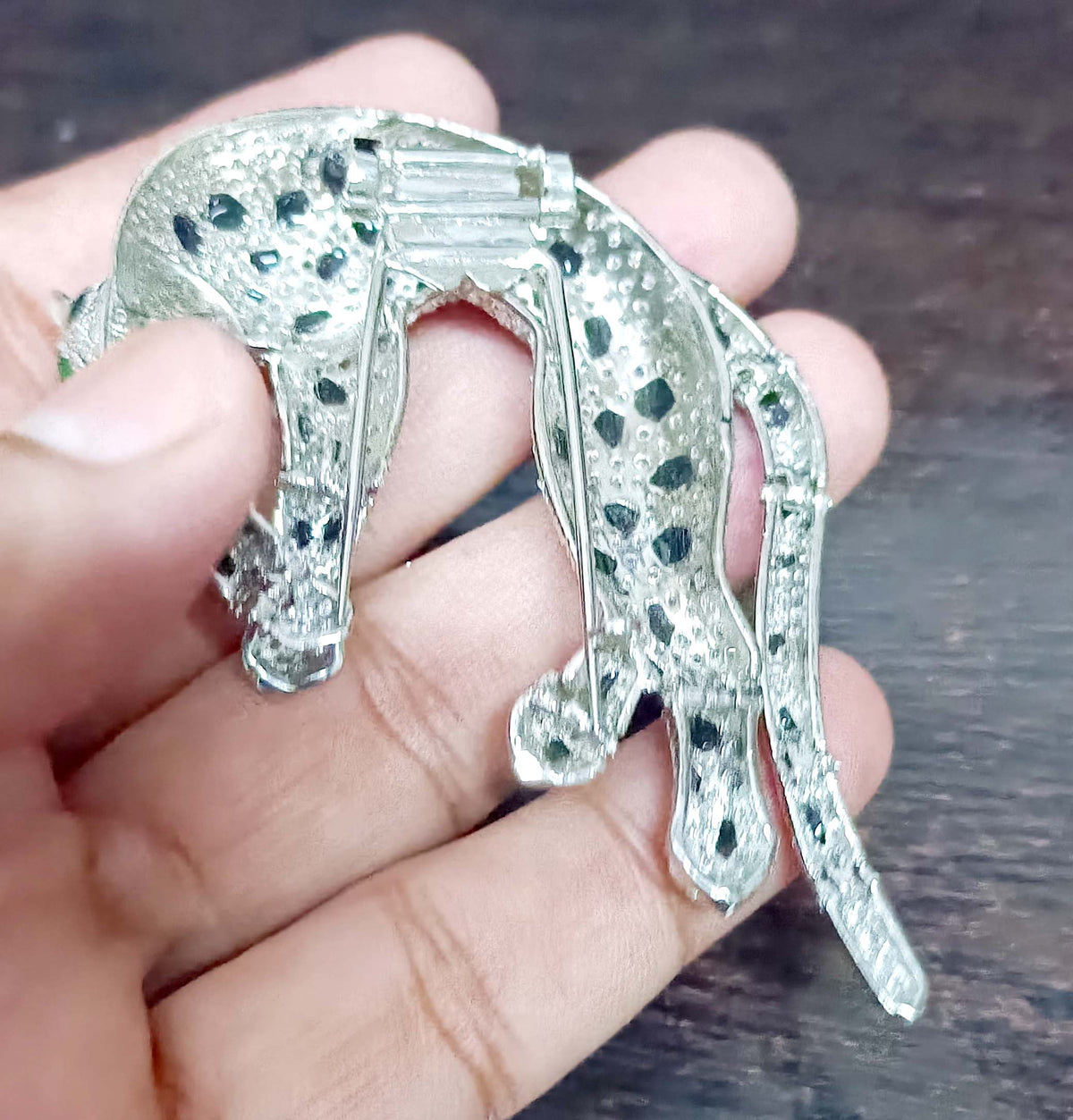 Panther Brooch in 925 Sterling Silver Cubic Zircon Blue Sapphire Decorative Brooch Pin