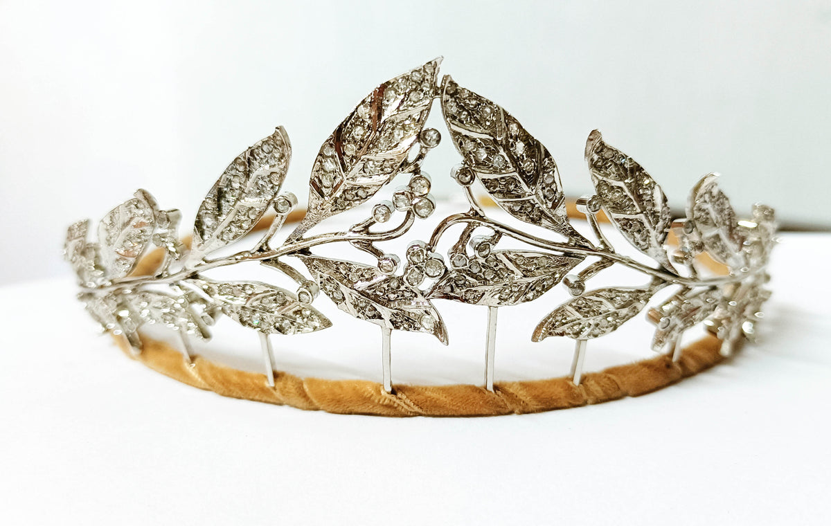 Diamond 925 Sterling Silver Rose Cut Diamond Princess Wedding Tiara Crown for Women