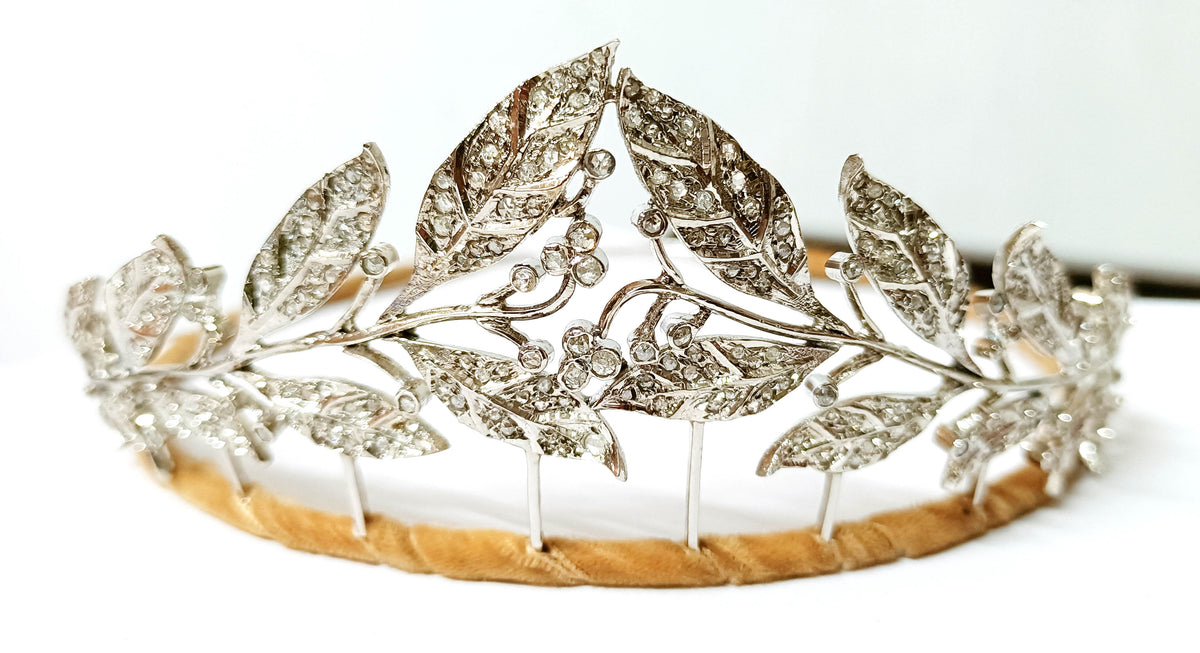 Diamond 925 Sterling Silver Rose Cut Diamond Princess Wedding Tiara Crown for Women