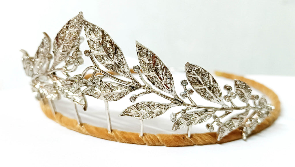 Diamond 925 Sterling Silver Rose Cut Diamond Princess Wedding Tiara Crown for Women