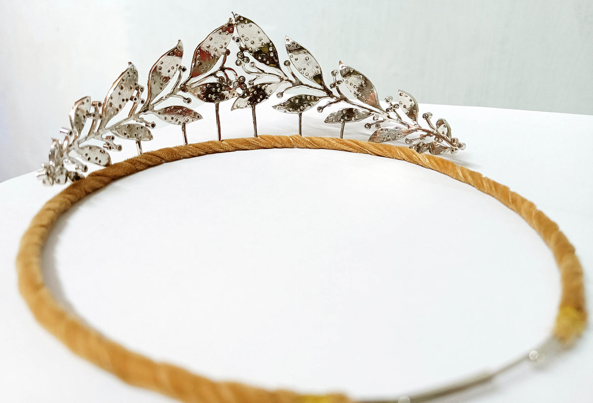 Diamond 925 Sterling Silver Rose Cut Diamond Princess Wedding Tiara Crown for Women