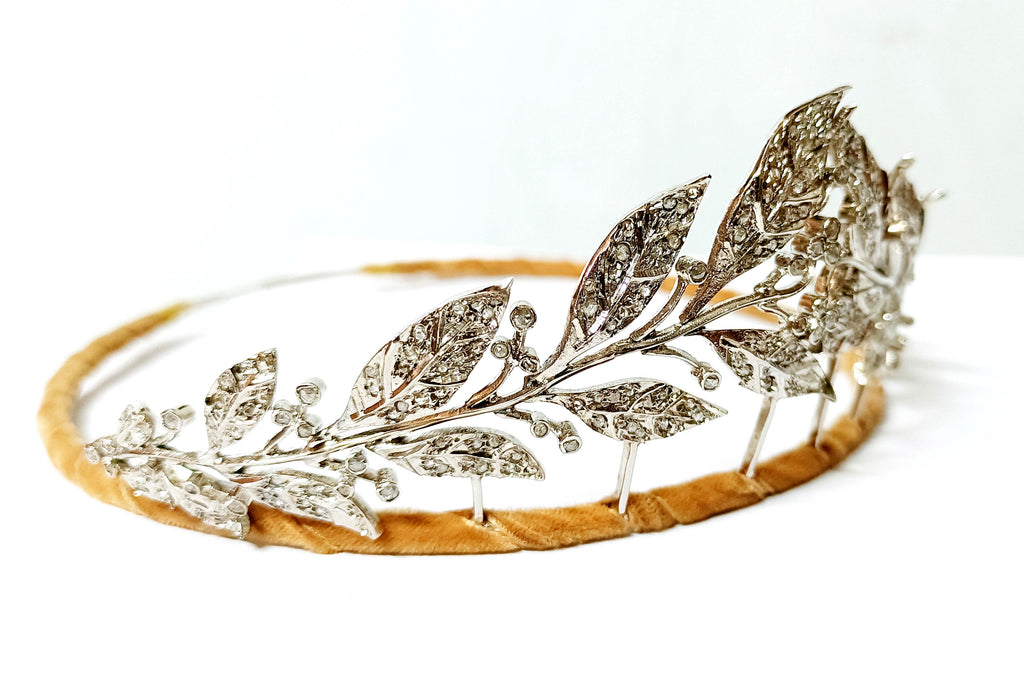 Diamond 925 Sterling Silver Rose Cut Diamond Princess Wedding Tiara Crown for Women