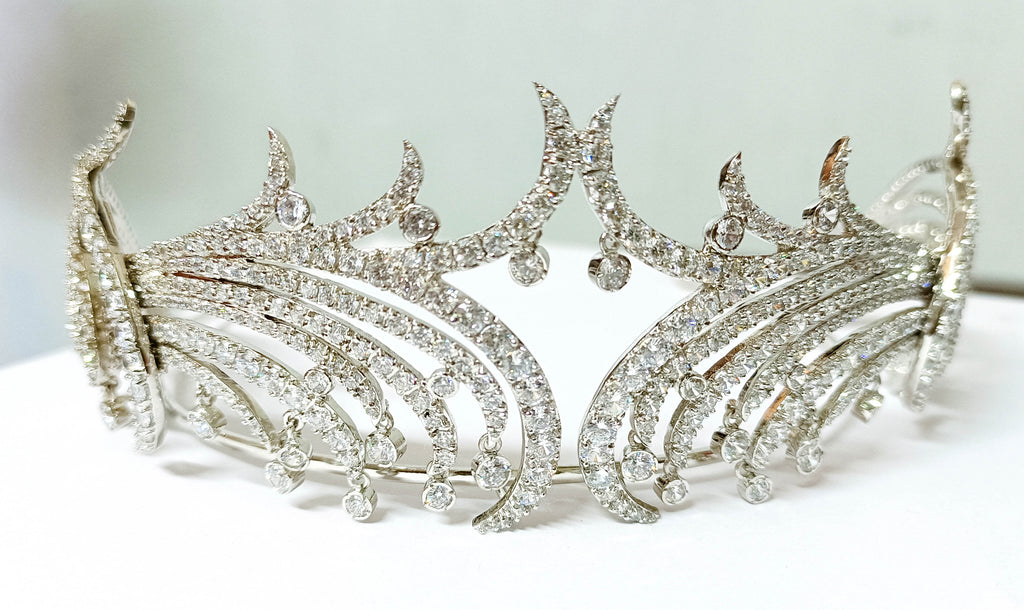 Cubic Zircon 925 Sterling Silver Crown Tiara for Women Hair Wedding Jewelry
