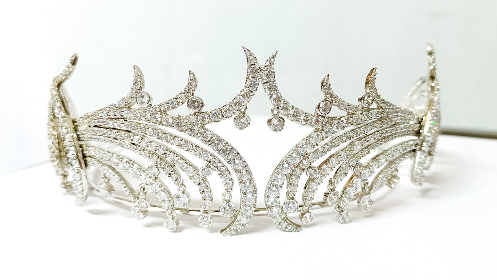Cubic Zircon 925 Sterling Silver Crown Tiara for Women Hair Wedding Jewelry