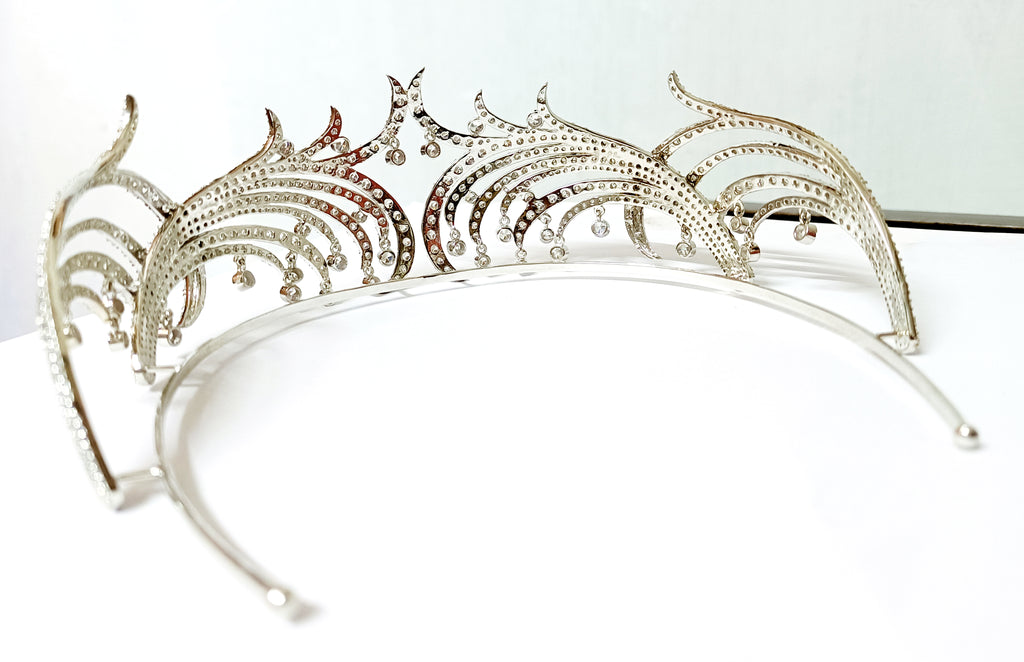 Cubic Zircon 925 Sterling Silver Crown Tiara for Women Hair Wedding Jewelry