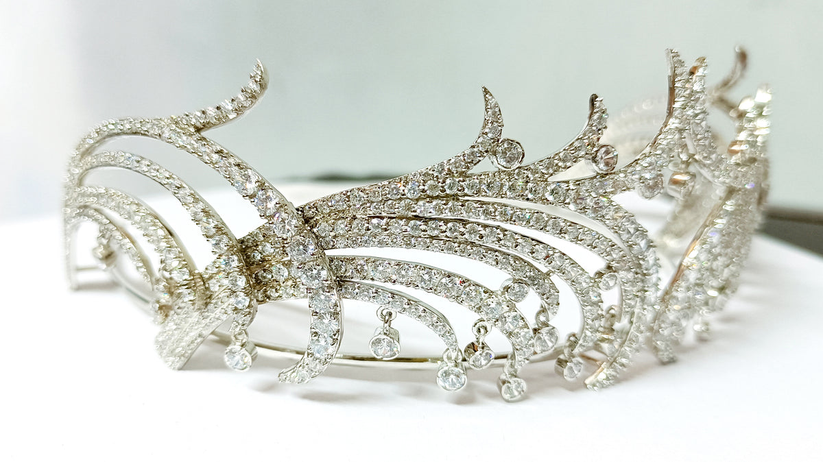 Cubic Zircon 925 Sterling Silver Crown Tiara for Women Hair Wedding Jewelry