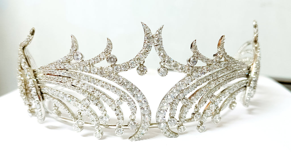Cubic Zircon 925 Sterling Silver Crown Tiara for Women Hair Wedding Jewelry