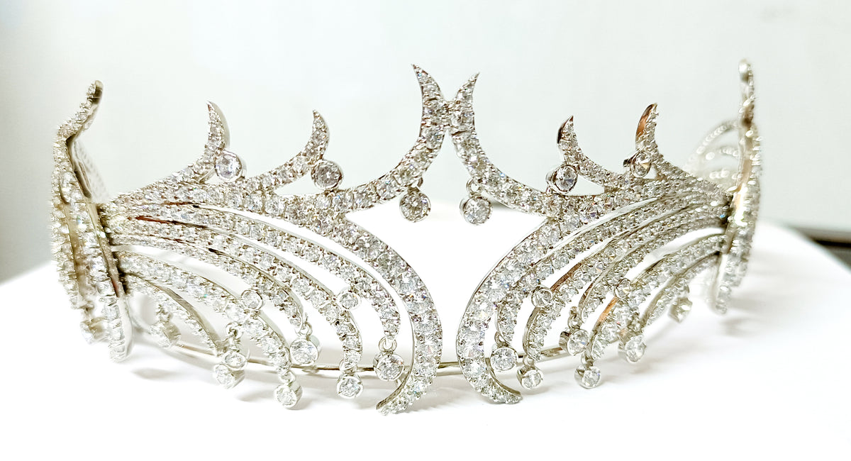 Cubic Zircon 925 Sterling Silver Crown Tiara for Women Hair Wedding Jewelry