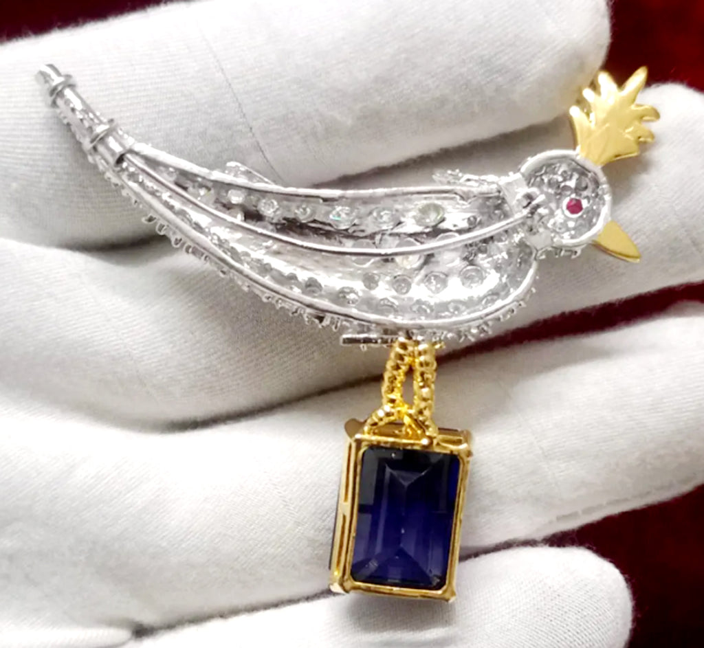 Blue Sapphire Zircon 925 Sterling silver Bird – Elegant Bird Shaped Statement Jewelry Pin