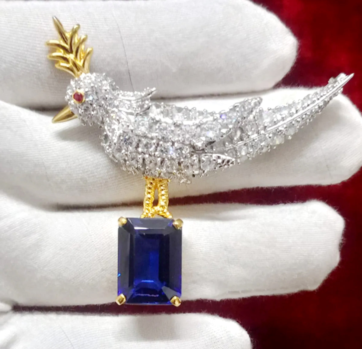 Blue Sapphire Zircon 925 Sterling silver Bird – Elegant Bird Shaped Statement Jewelry Pin
