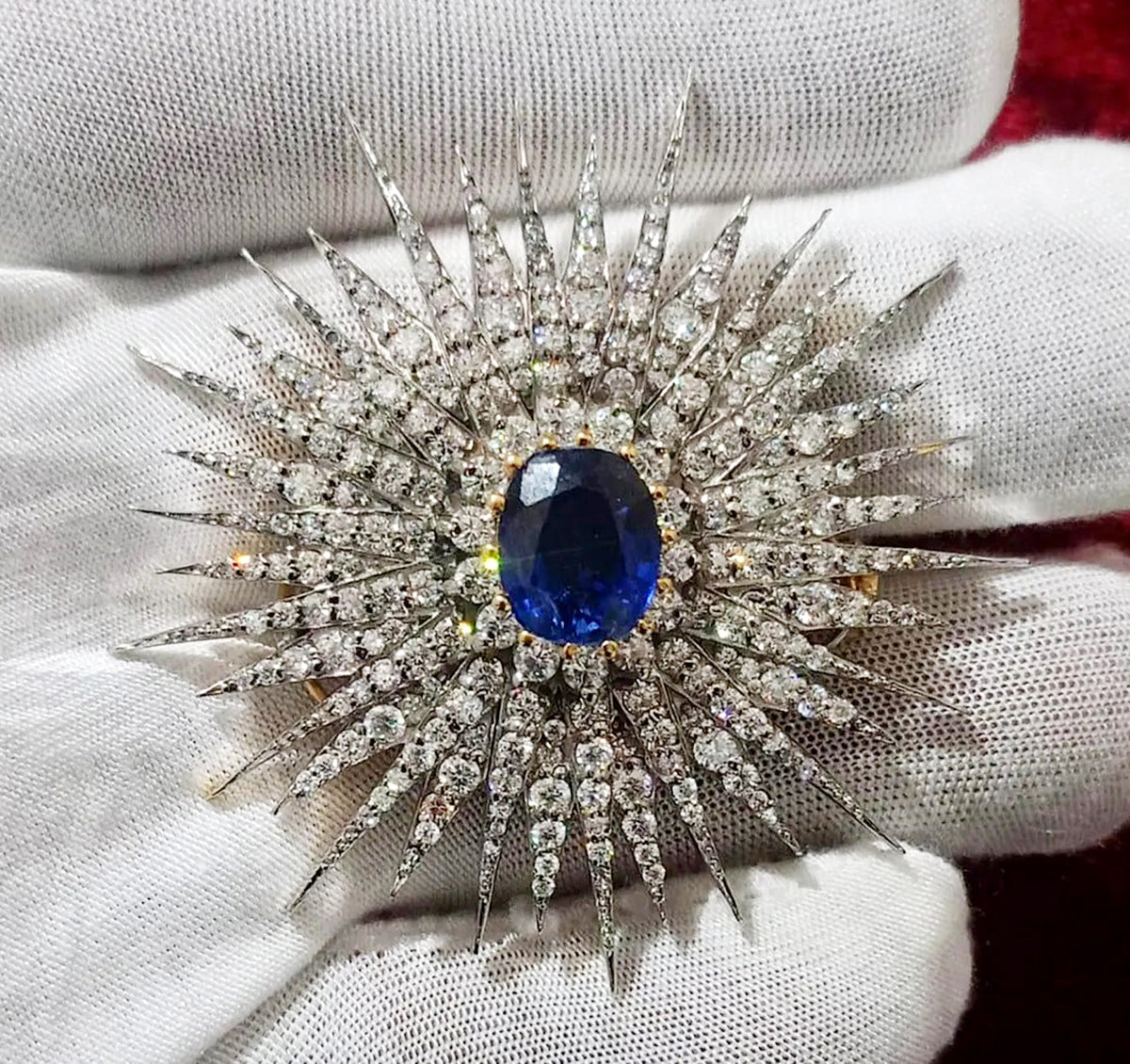 Zircon Sterling Silver Blue Sapphire Brooch – Elegant Statement Jewelry Pin for Women