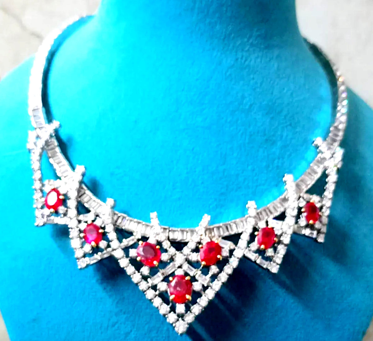 925 Silver Cubic Zircon Ruby Necklace – Handmade Elegant Bridal & Wedding Jewelry