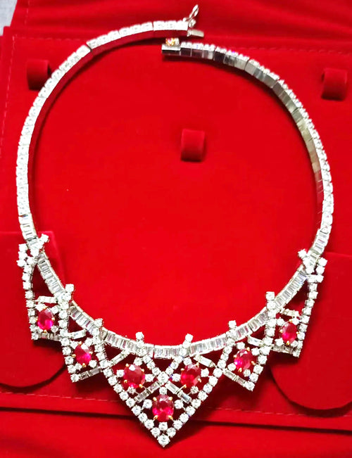 925 Silver Cubic Zircon Ruby Necklace – Handmade Elegant Bridal & Wedding Jewelry