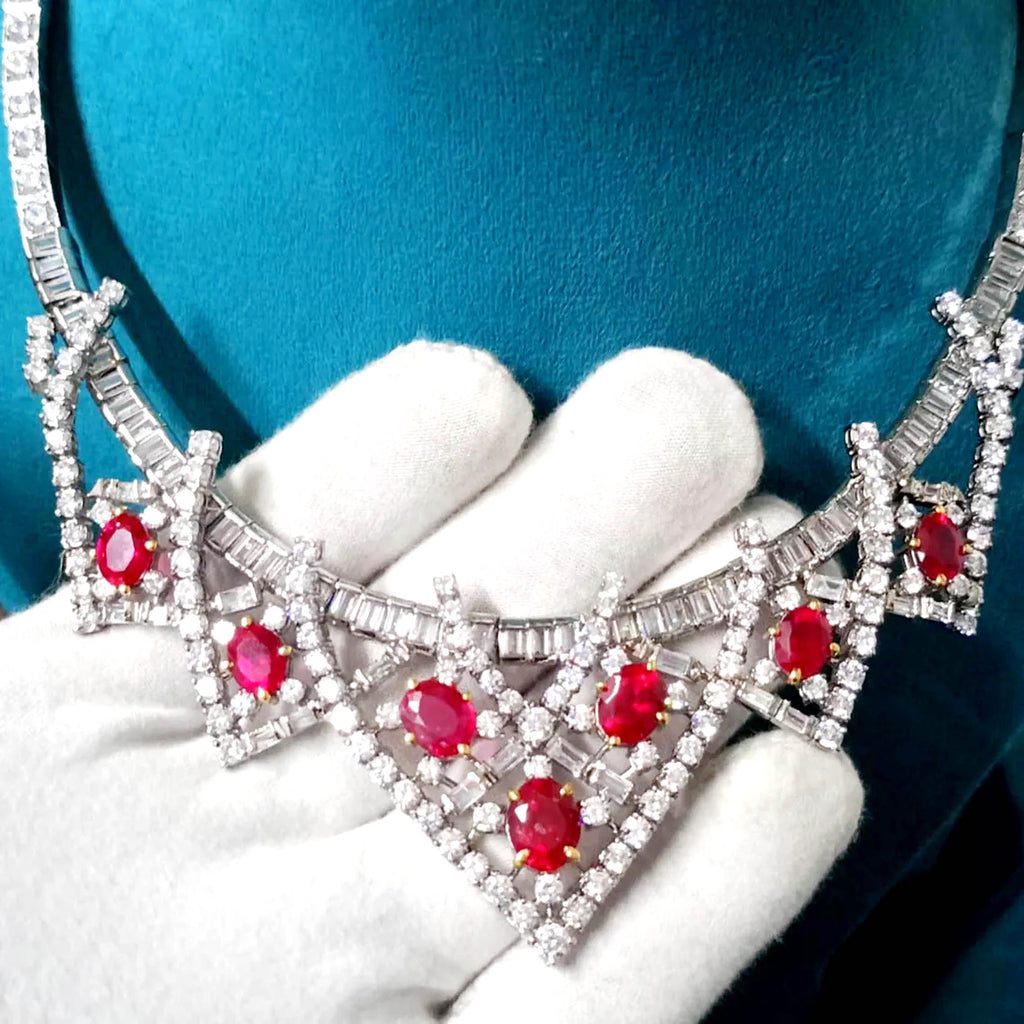 925 Silver Cubic Zircon Ruby Necklace – Handmade Elegant Bridal & Wedding Jewelry
