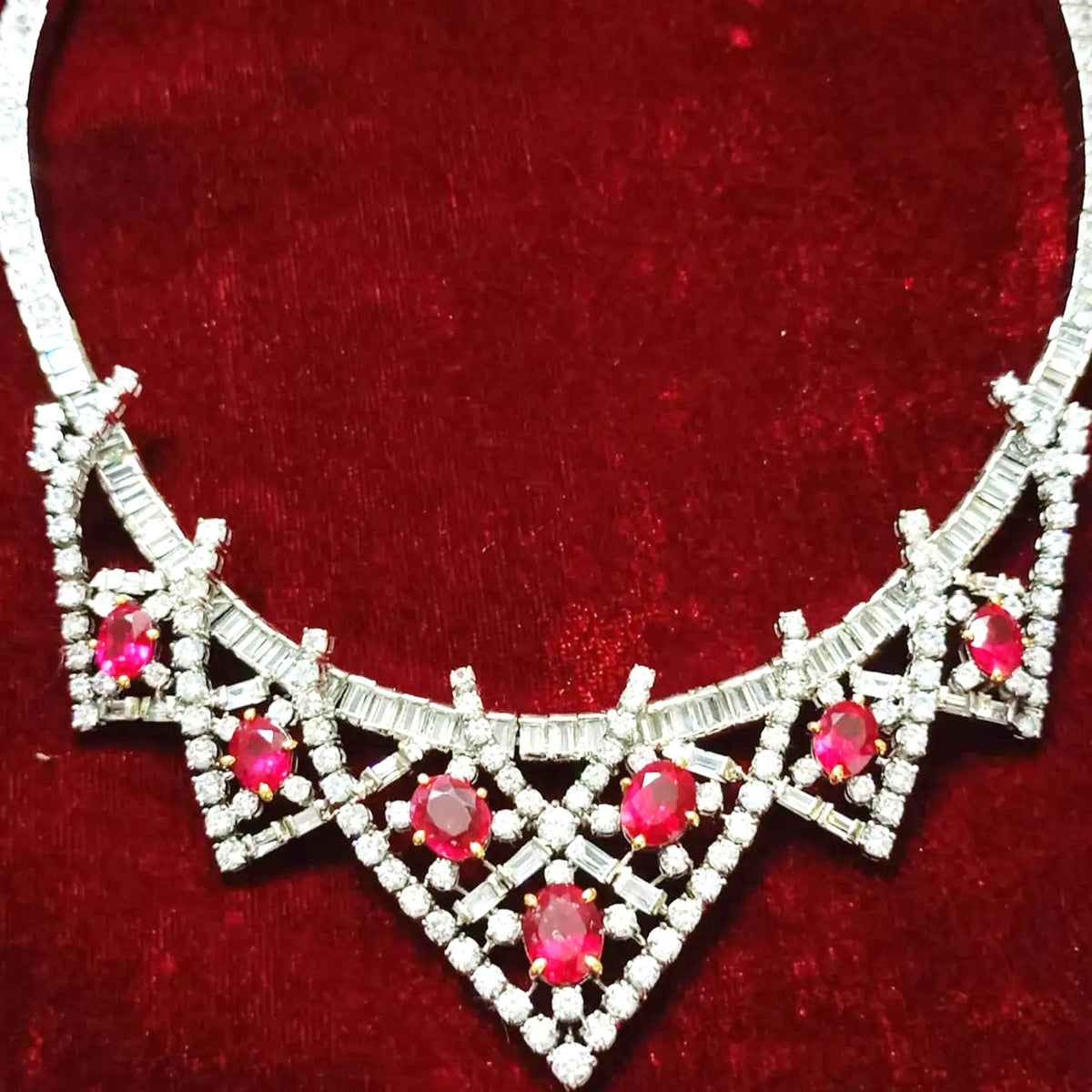 925 Silver Cubic Zircon Ruby Necklace – Handmade Elegant Bridal & Wedding Jewelry