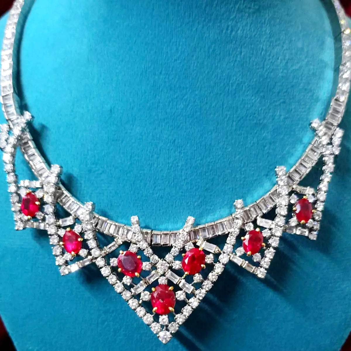 925 Silver Cubic Zircon Ruby Necklace – Handmade Elegant Bridal & Wedding Jewelry