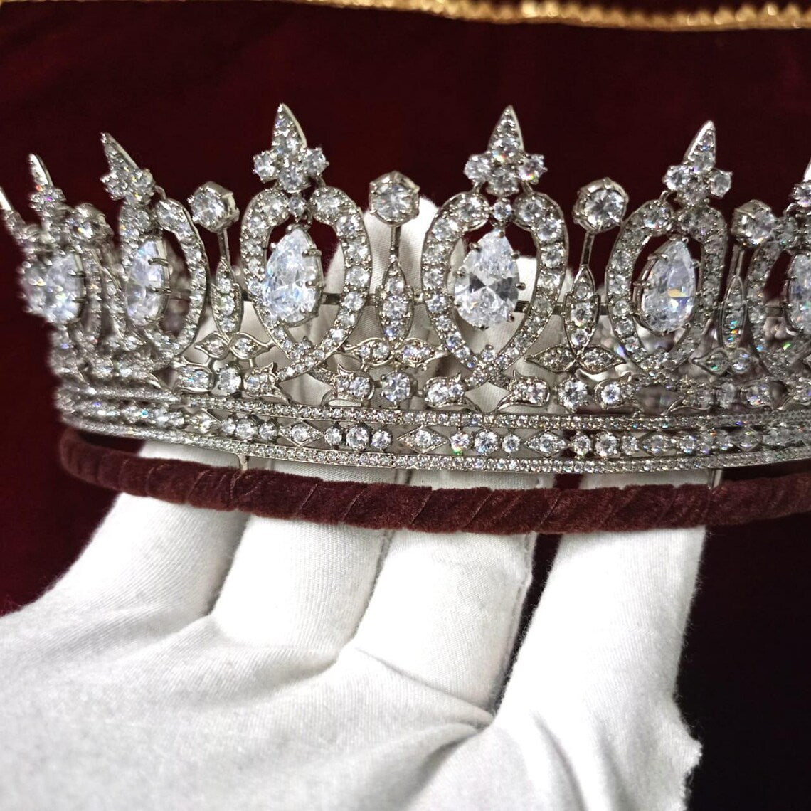 925 Sterling Silver Cubic Zircon Handmade Crown Tiara for Women