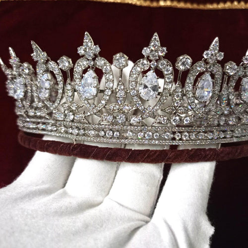 925 Sterling Silver Cubic Zircon Handmade Crown Tiara for Women