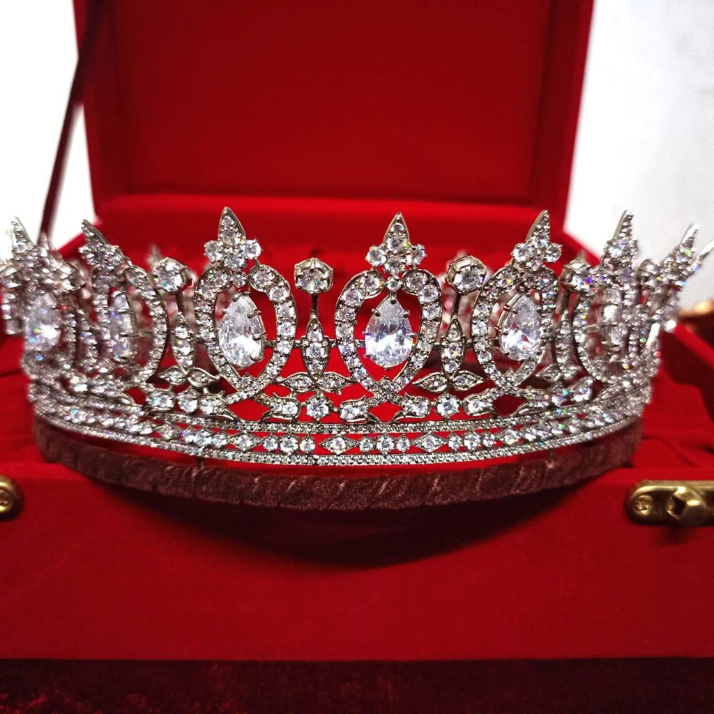 925 Sterling Silver Cubic Zircon Handmade Crown Tiara for Women