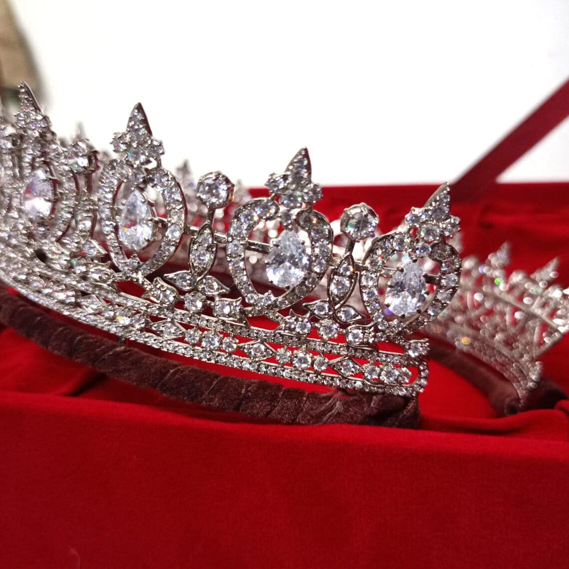 925 Sterling Silver Cubic Zircon Handmade Crown Tiara for Women