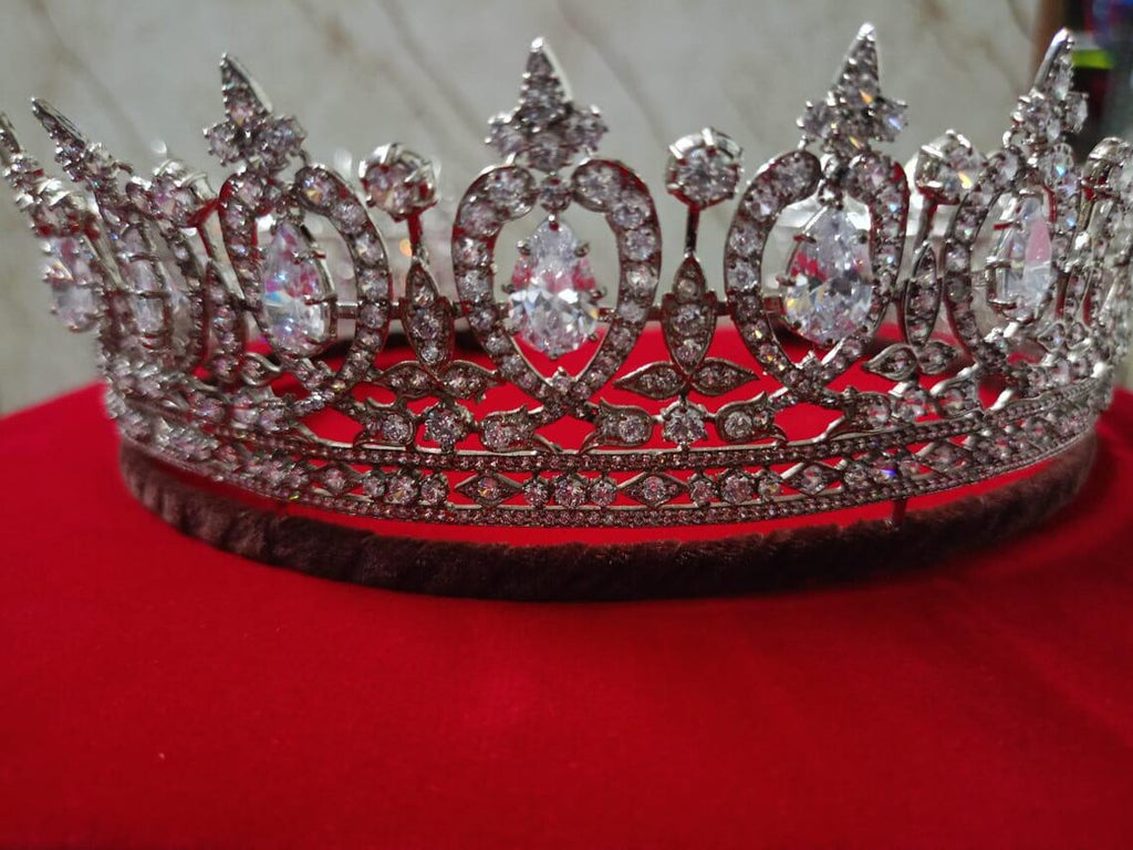 925 Sterling Silver Cubic Zircon Handmade Crown Tiara for Women
